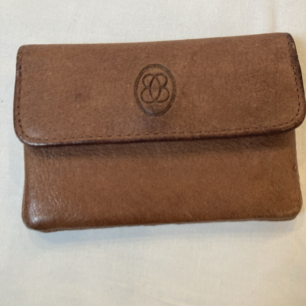 Buxton Genuine Leather Brown Compact Bifold Wallet Snap Closure Vintage
